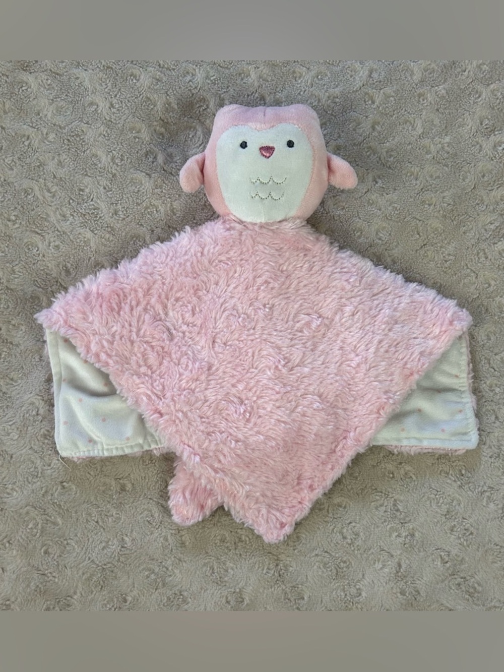 Just One You by Carter's Pink Owl Baby Lovey Security Blanket White Polka Dots